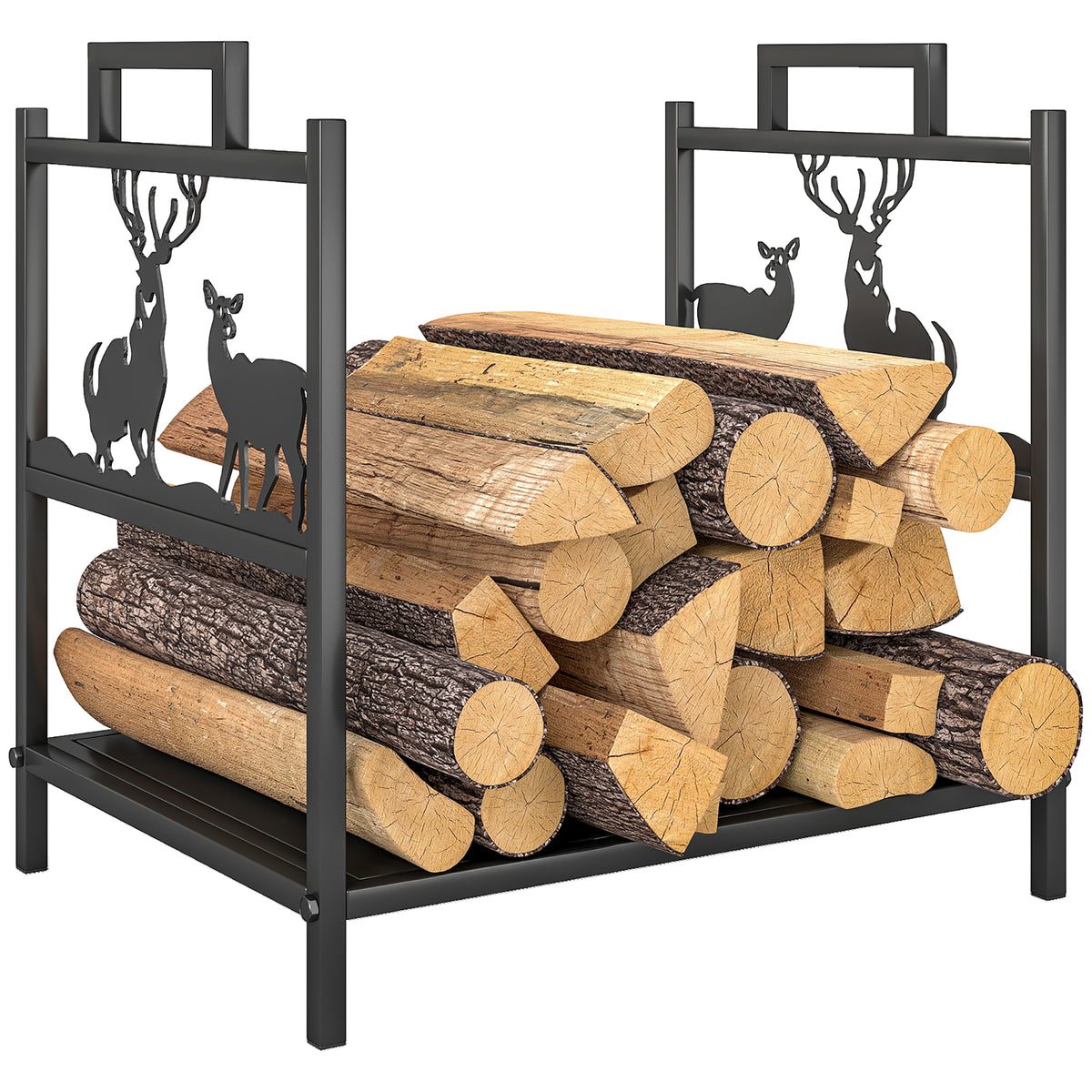Kaminholzregal für innen 42,5 x 33,5 x 43 cm Brennholzregal für Kamin Ofen aus Metall Schwarz