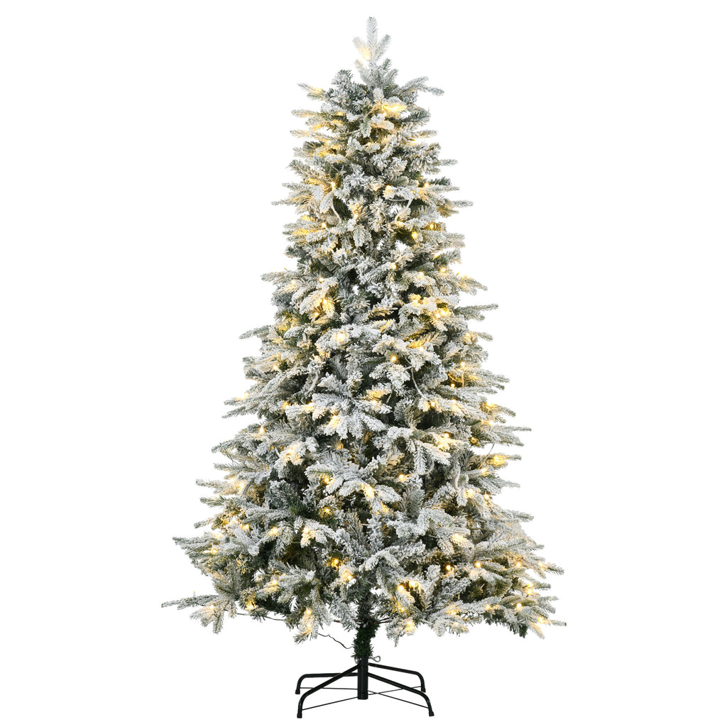Künstlicher Weihnachtsbaum, Christbaum, inkl. Kunstschnee, LED-Lichter, 180 cm, Grün + Weiß