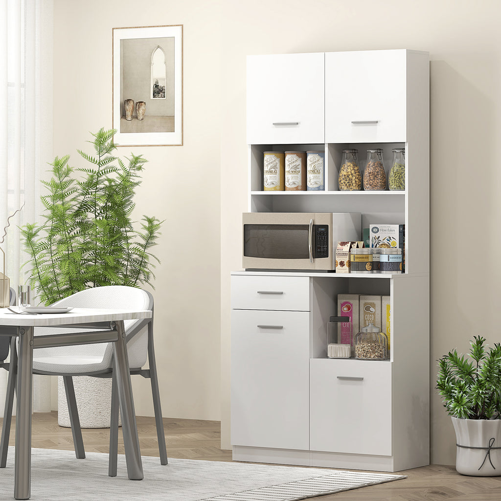Küchenschrank, Buffet mit Schublade, Soft-Close Türen, 80 x 35 x 180 cm, Weiß