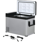 Kühlbox Auto 50L mit LCD-Anzeige 2 Modi Kompressor Autokühlschrank mit Griffe Boot Camper Reisen 12/24V DC und 110-240V AC Grau+Schwarz