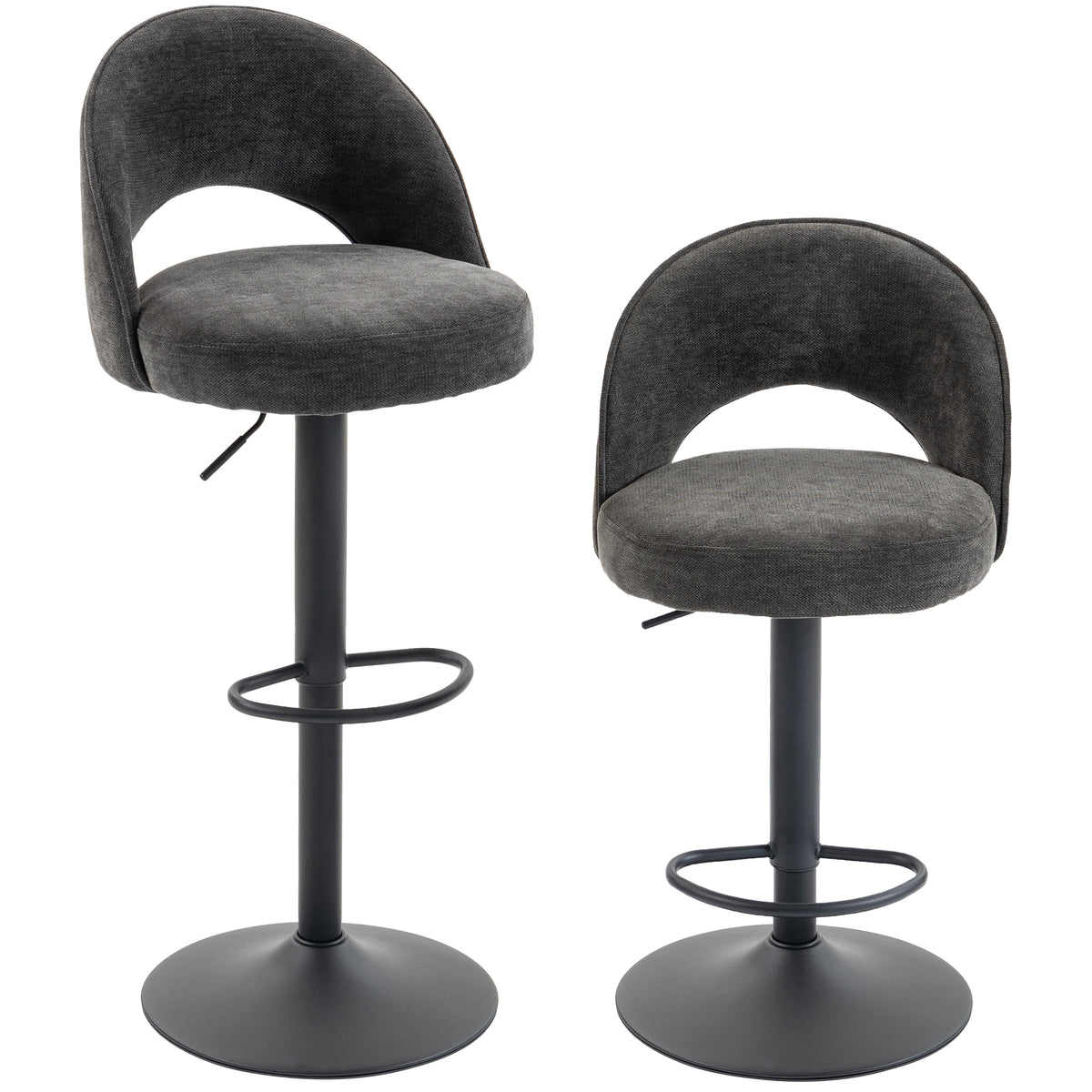 Barhocker 2er-Set, höhenverstellbar und drehbar, für Theke, Dunkelgrau