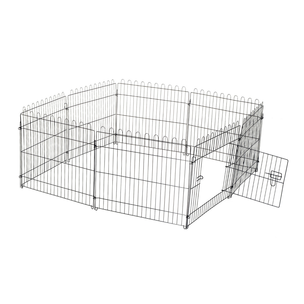 Welpenlaufstall 8-TLG Welpenauslauf mit 8 Gitterplatten Tür Schutzplane Freilaufgehege 61cm hoch Welpengitter Laufstall für Haustiere Hund Katze Welpe Laufgitter für drinnen und draußen