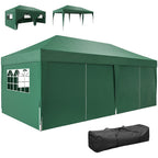 3 x 6m Pop-Up Gazebo, with Curtain Walls and Windows - Dark Green