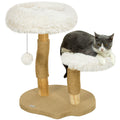 Katzenbaum, 61,5 cm, mit Katzenbett, Kratzpfosten, Sprungplattform, Spielzeugball, für Katzen bis zu 5 kg, Weiß