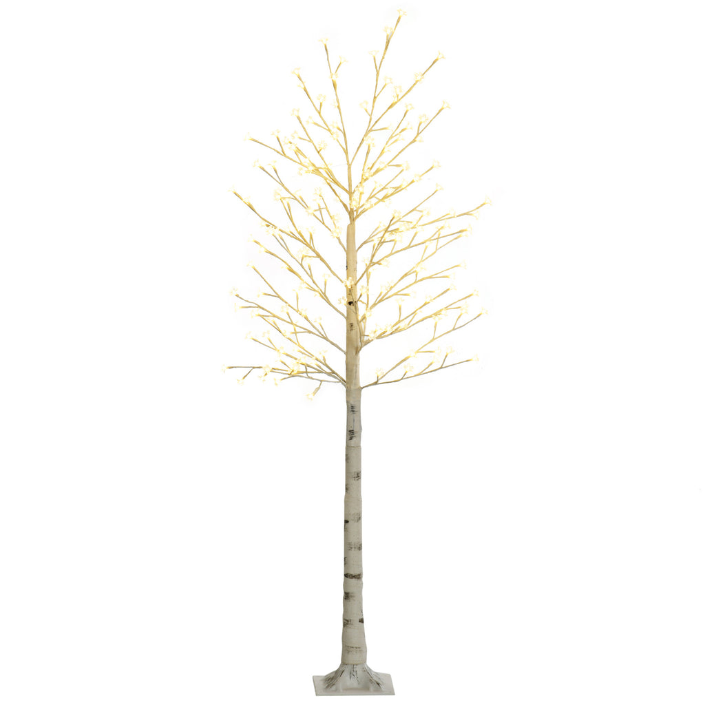 Kunstbaum, Kunstbirke, mit 180 LEDs, 3 Helligkeitsstufen, warmweiß, realistische Rinde, 21,5 x 21,5 x 180 cm