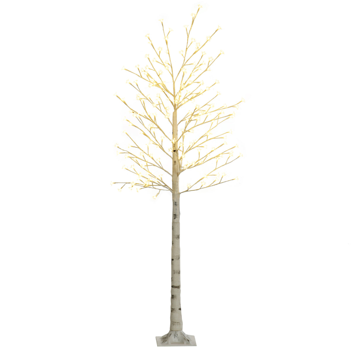 Kunstbaum, Kunstbirke, mit 180 LEDs, 3 Helligkeitsstufen, warmweiß, realistische Rinde, 21,5 x 21,5 x 180 cm