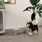 Raised Dog Feeding Bowls with Stand, Stainless Steel for Extra Small and Small Dog, 44L x 24W x 15H cm - Grey