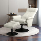 Relaxsessel, Fernsehsessel mit Hocker, drehbar, ergonomisch, Mikrofasertuchoptik, bis 150 kg, Cremeweiß