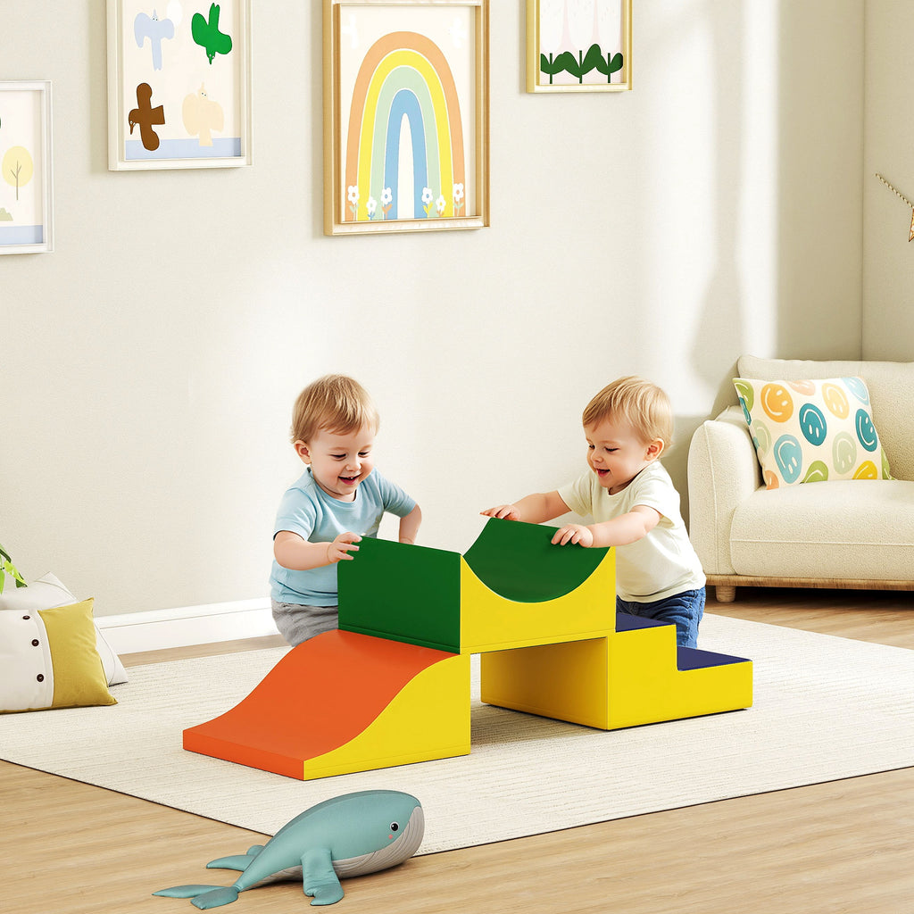 3-teiliges Kletter- und Krabbelset f¨¹r Kleinkinder, Kunstleder, Schaumstoff, Gelb
