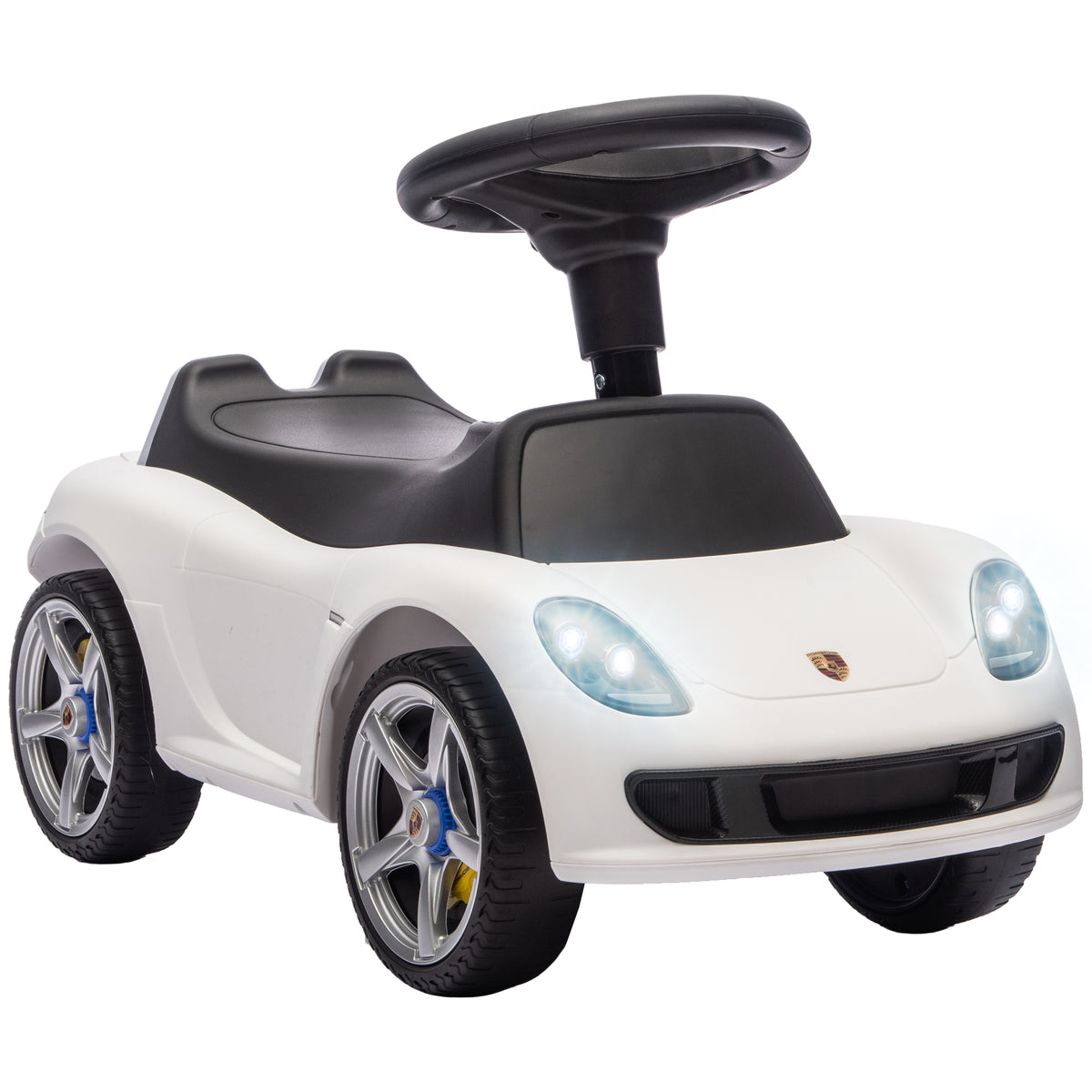 Ride on Car, Porsche Licensed Toddler Push Car with Horn, Headlights, Sound and Steering Wheel for 18-36 Months, White