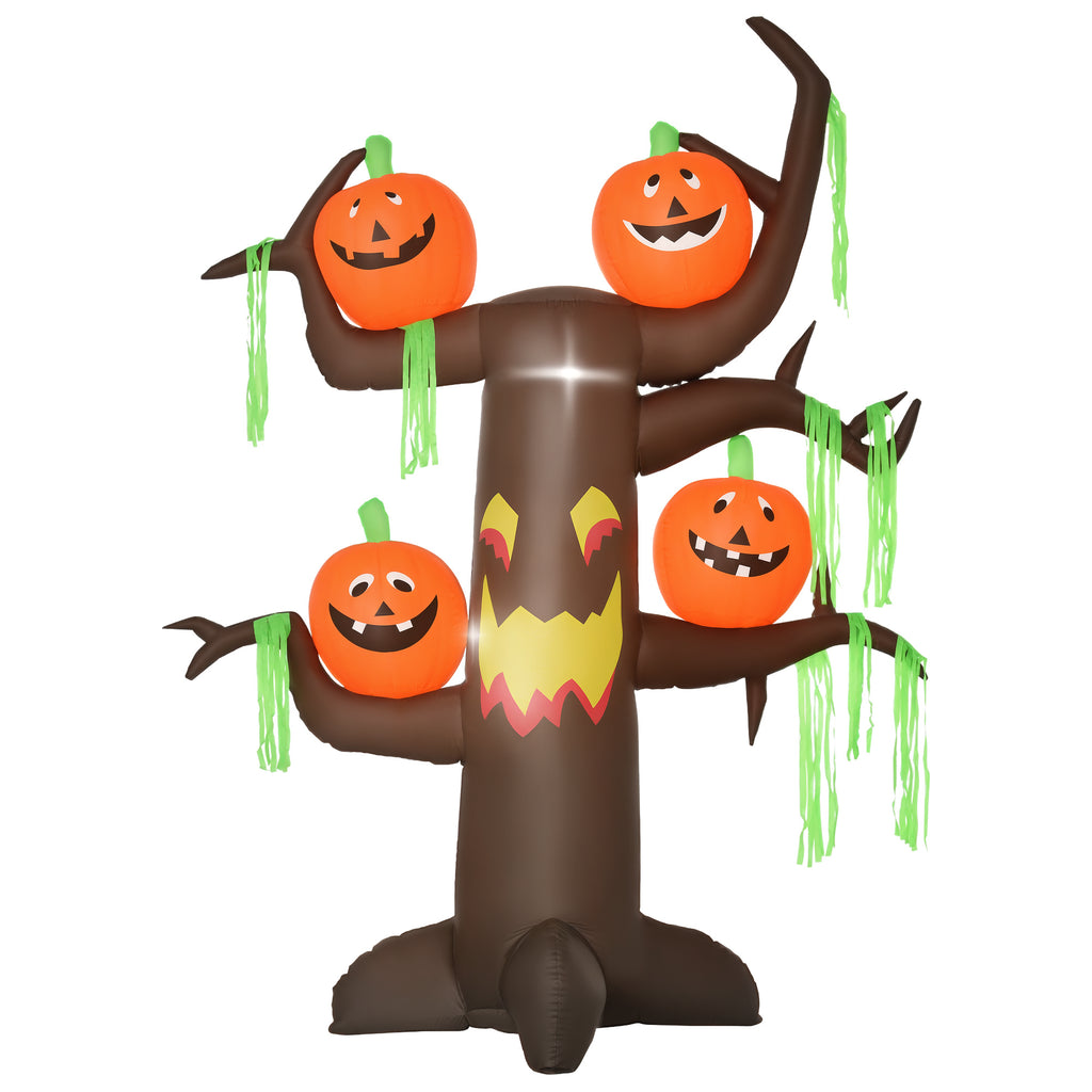 Aufblasbarer Spukbaum Kürbis Halloween Deko Figur Luftfigur mit LED Beleuchtung, Polyester, 180x80x240cm