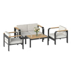 Gartenmöbel Set Aluminium Sitzgruppe für 4 Personen Wasserabweisend extra tiefe mit 2er Sofa 2 Sessel Beistelltisch