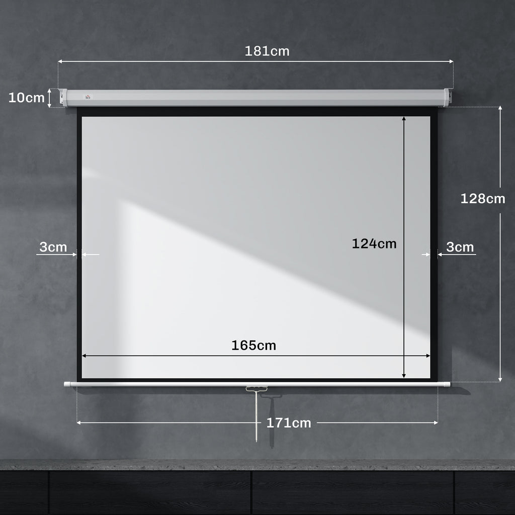 Beamer Leinwand 171 x 128 cm 84 Zoll 4:3 HD 4K Projektionsleinwand Kunststoff, Metall Heimkino
