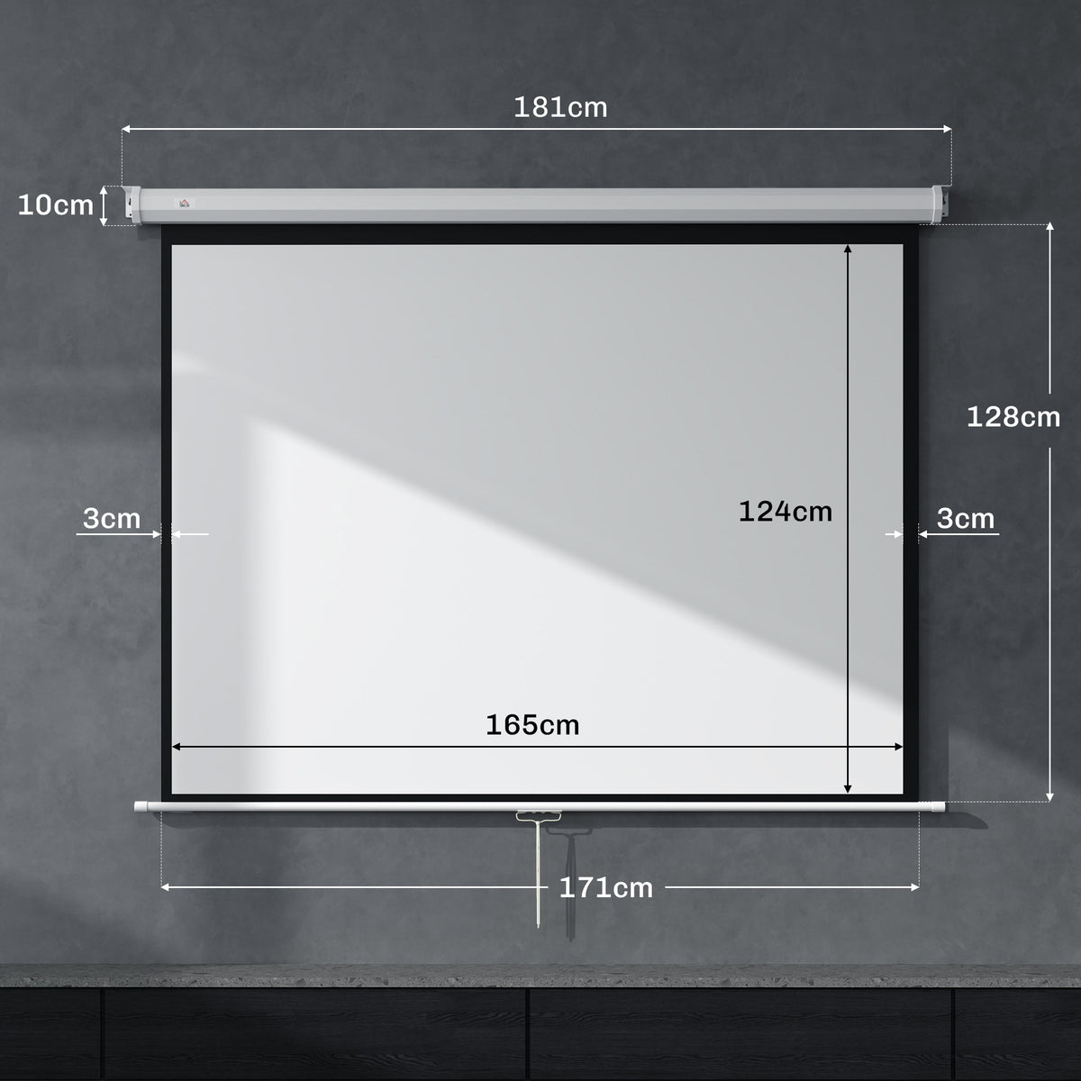 Beamer Leinwand 171 x 128 cm 84 Zoll 4:3 HD 4K Projektionsleinwand Kunststoff, Metall Heimkino
