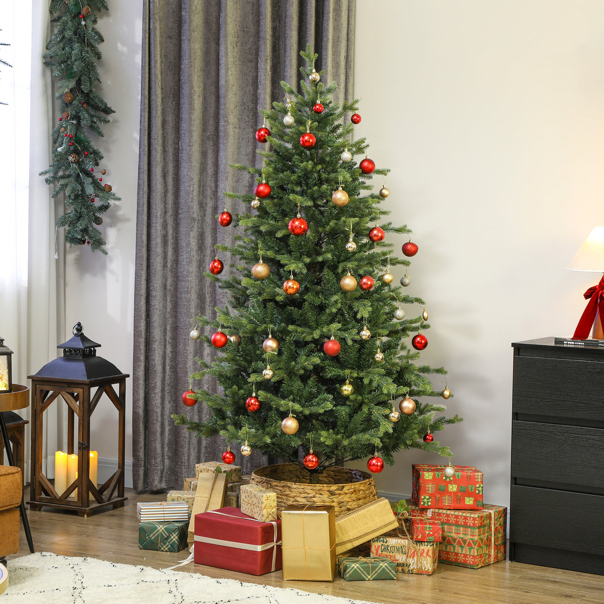 Künstlicher Weihnachtsbaum mit realistischen Zweigen, Kunst-Tannenbaum, Metallständer, leichte Montage, Grün