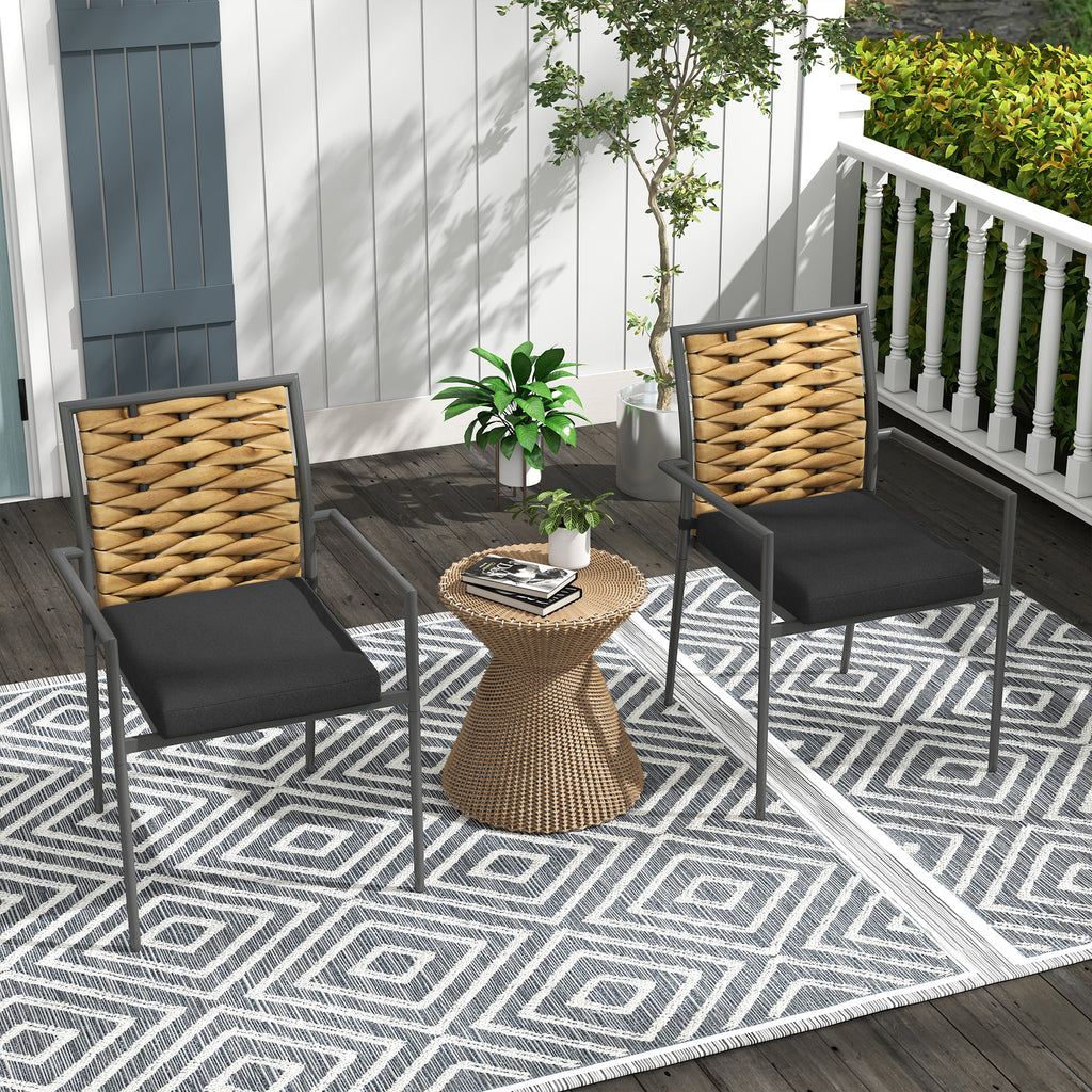 Gartenstühle Outdoor-Stühle Terrassenstühle, wetterbeständig, modernes Design, 57 x 58 x 87cm, Braun+Schwarz+Grau