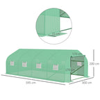 Gewächshaus ca. 6 x 3 x 2 m Foliengewächshaus mit Rollbar Reißverschlusstür 8 Netzfenster Stützstangen