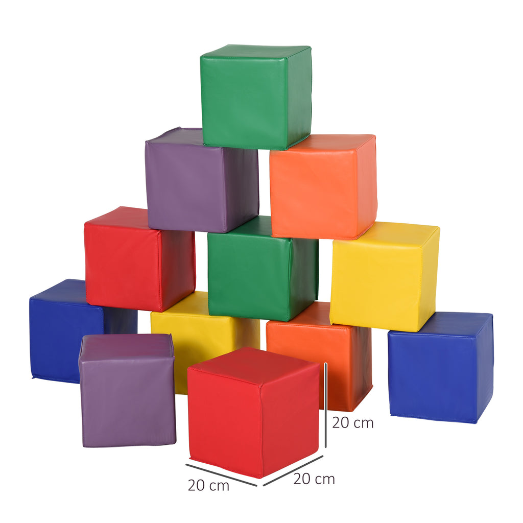 12 TLG. Schaumstoff Bausteine Kinder Softbausteine Riesenbausteine Bauspielzeug für 1-3 Jahre alt Kinder Bausteinset Rot+Gelb
