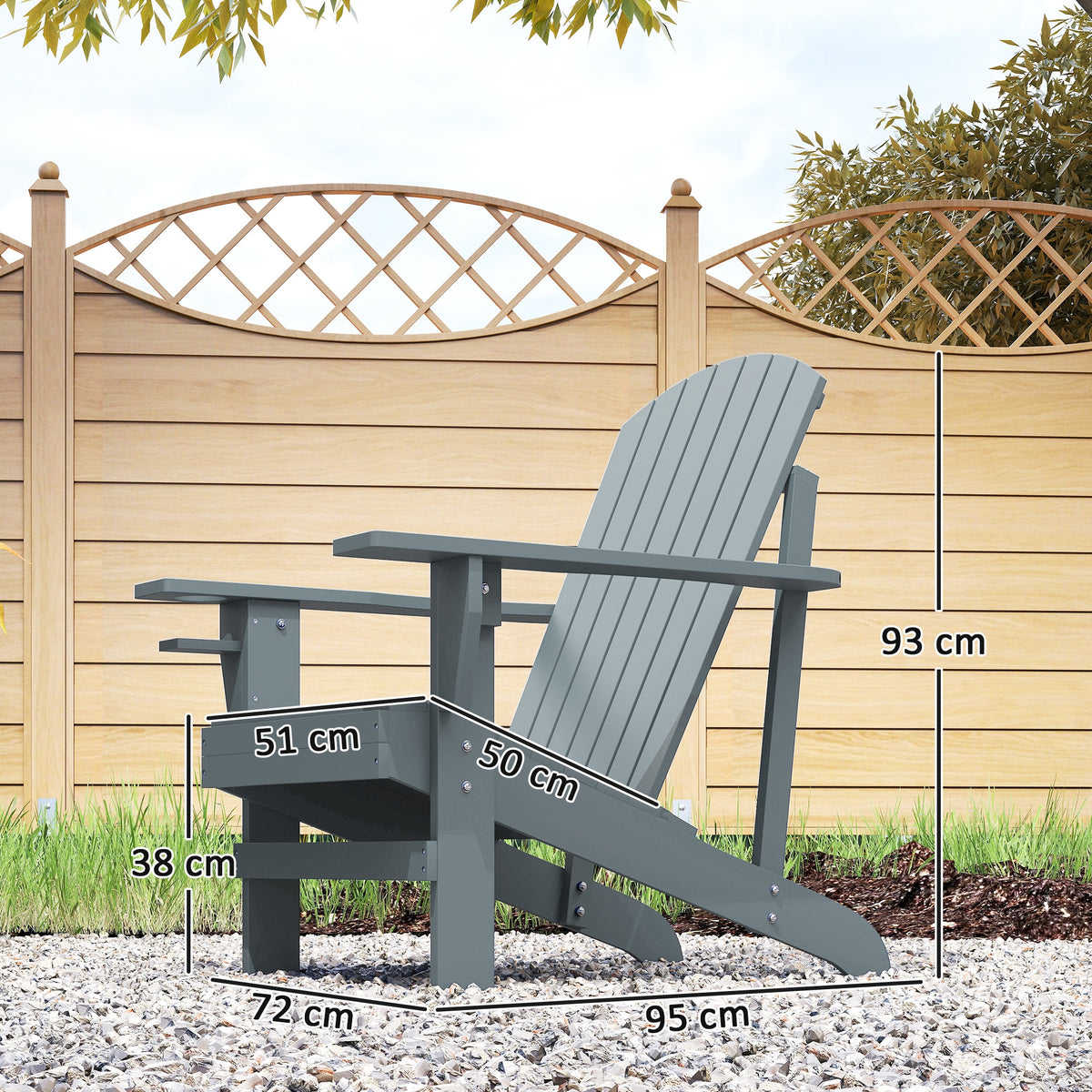 Adirondack-Gartenstuhl mit Becherhalter Gartenliege Balkonstuhl Massivholz Dunkelgrau 95 x 72 x 93 cm