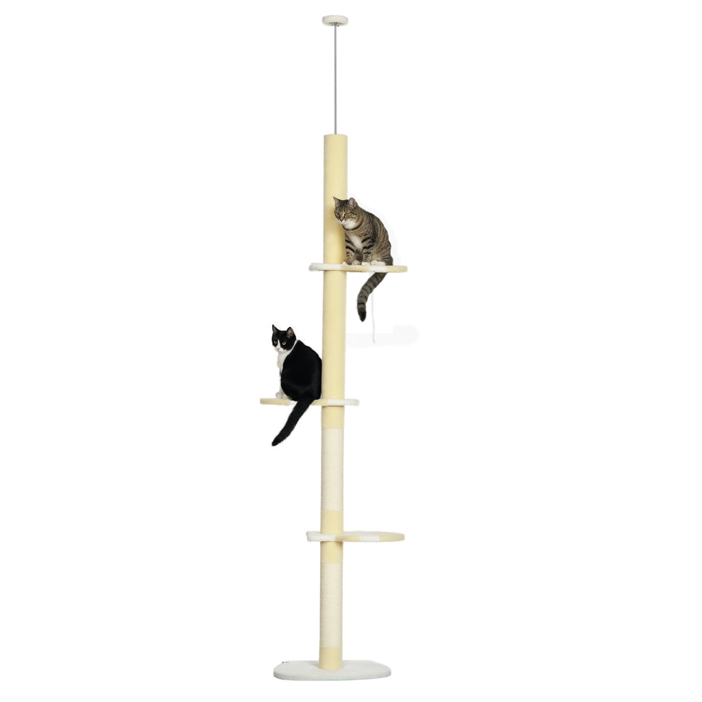 260cm Adjustable Floor-To-Ceiling Cat Tree w/ Anti-Tipping Kit, Toy Ball
