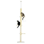 260cm Adjustable Floor-To-Ceiling Cat Tree w/ Anti-Tipping Kit, Toy Ball
