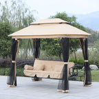 Hollywoodschaukel Gartenschaukel Schaukel mit Seitenwänden 3-Sitzer Beige 256 x 172 x 248 cm