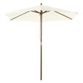 2.5m Patio Umbrella, Wood Garden Parasol, Sun Shade with 6 Ribs and Top Vent for Outdoor, White