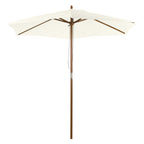 2.5m Patio Umbrella, Wood Garden Parasol, Sun Shade with 6 Ribs and Top Vent for Outdoor, White