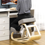 Kniestuhl, ergonomischer Sitzhocker, Polsterhocker f¨¹r gesunde Sitzhaltung, Birkenholz, 120 kg belastbar, Grau