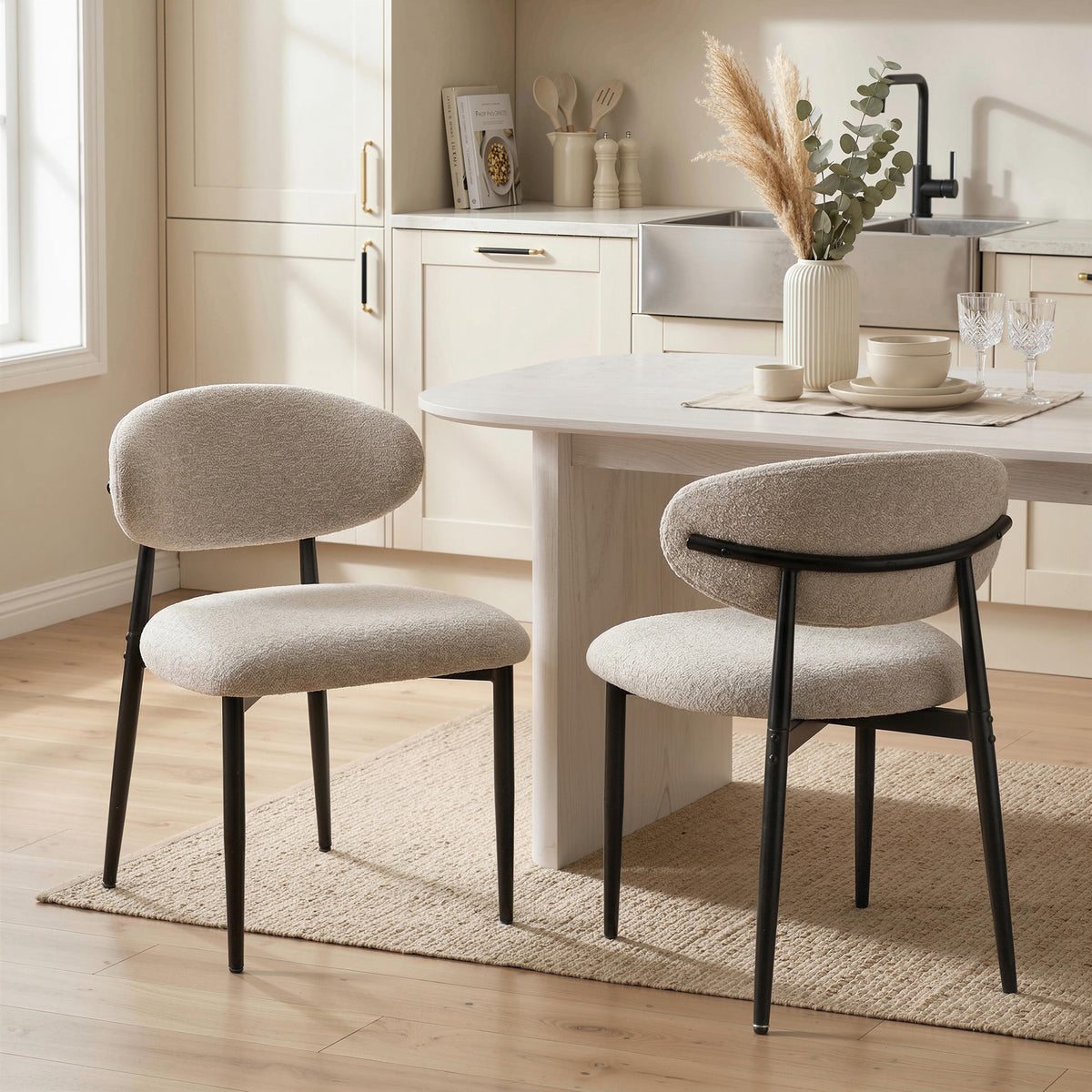 Esszimmerstühle Gepolstert Küchenstühle mit Stahlbeinen Beige