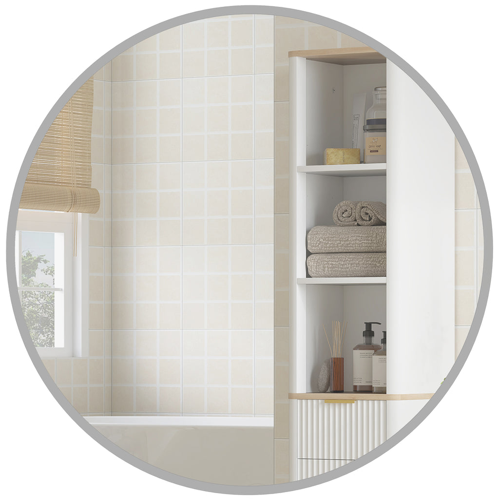 Wandspiegel, modernes Design, 61 x 61 cm, Silber