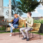 3-tlg. Rattan Bistroset, Sitzgruppe, Gartengarnitur mit 2 Gartensesseln, Couchtisch 54 x 66 x 76 cm Gelb