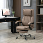 B¨¹rostuhl mit Massagefunktion, neigbare R¨¹cklehne, ausziehbare Fu?st¨¹tze, Leinenoptik, 65 x 61 x 118 cm, Braun