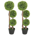 Decorative Artificial Trees Boxwood Ball Topiary Trees Set of 2 in Pot, Fake Plants for Home Indoor Outdoor Decor