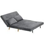 Schlafsofa Relaxsofa Sofa Couch, inkl. 2 Kissen, Samtoptik, 130 x 78 x 79 cm, Grau