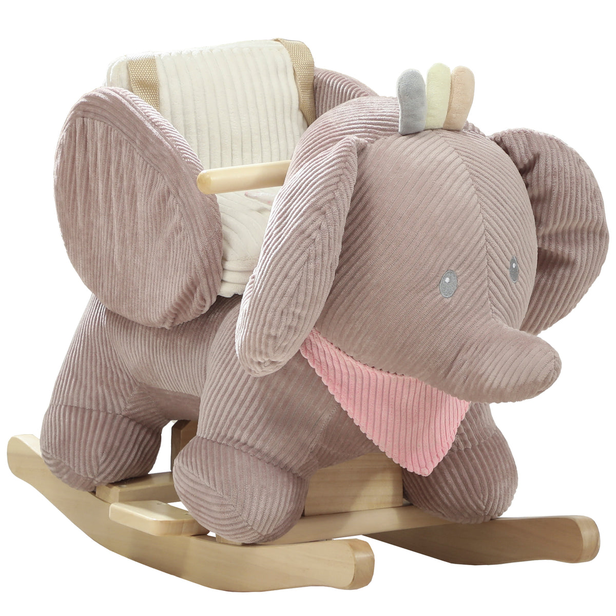 Schaukeltier, Elefant-Schaukel, interaktive Tierger?usche, Holzrahmen, f¨¹r Kinder 1,5-3 Jahre, 65 x 32 x 49 cm, Braun