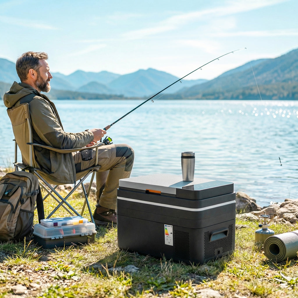 Kompressor Kühlbox 30L -20℃-20℃ Elektrische Kühlbox mit APP-Steuerung LED-Leuchten USB Anschluss Batterieschutz