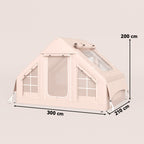 Aufblasbares Zelt 5-8 Personen Schneller Aufbau 5000 mm Wasserdicht & Winddicht mit Luftpumpe Kaminöffnung Dachfenster