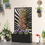Metal Garden Bed for Garden with Trellis, Wall Mounted or Freestanding Raised Planter with Privacy Screen