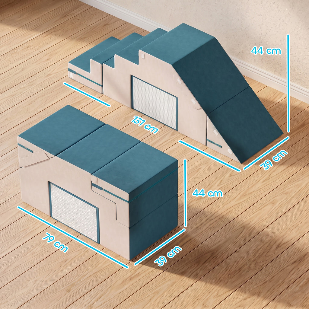 Spielsofa Samt 2-Teiliges Kindersofa aus Schaumstoff Waschbar Modulares Kindercouch für Kinder 0,5 bis 3 Jahre