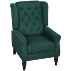 Wingback Accent Chair, Retro Upholstered Button Tufted Occasional Chair for Living Room and Bedroom, Dark Green