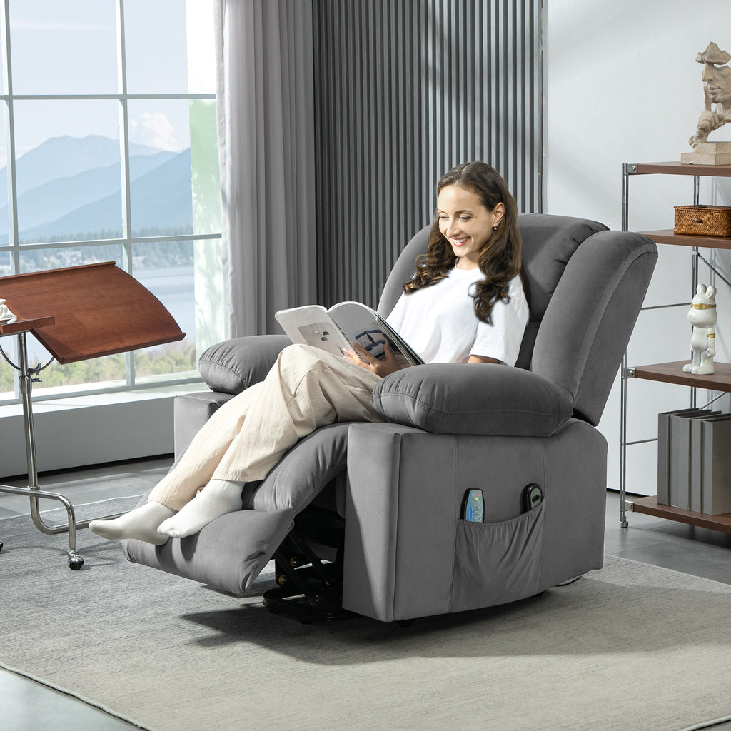 Elektrischer Aufsteh-Sessel, Weicher, samtartiger Stoff, USB-Anschl¨¹sse