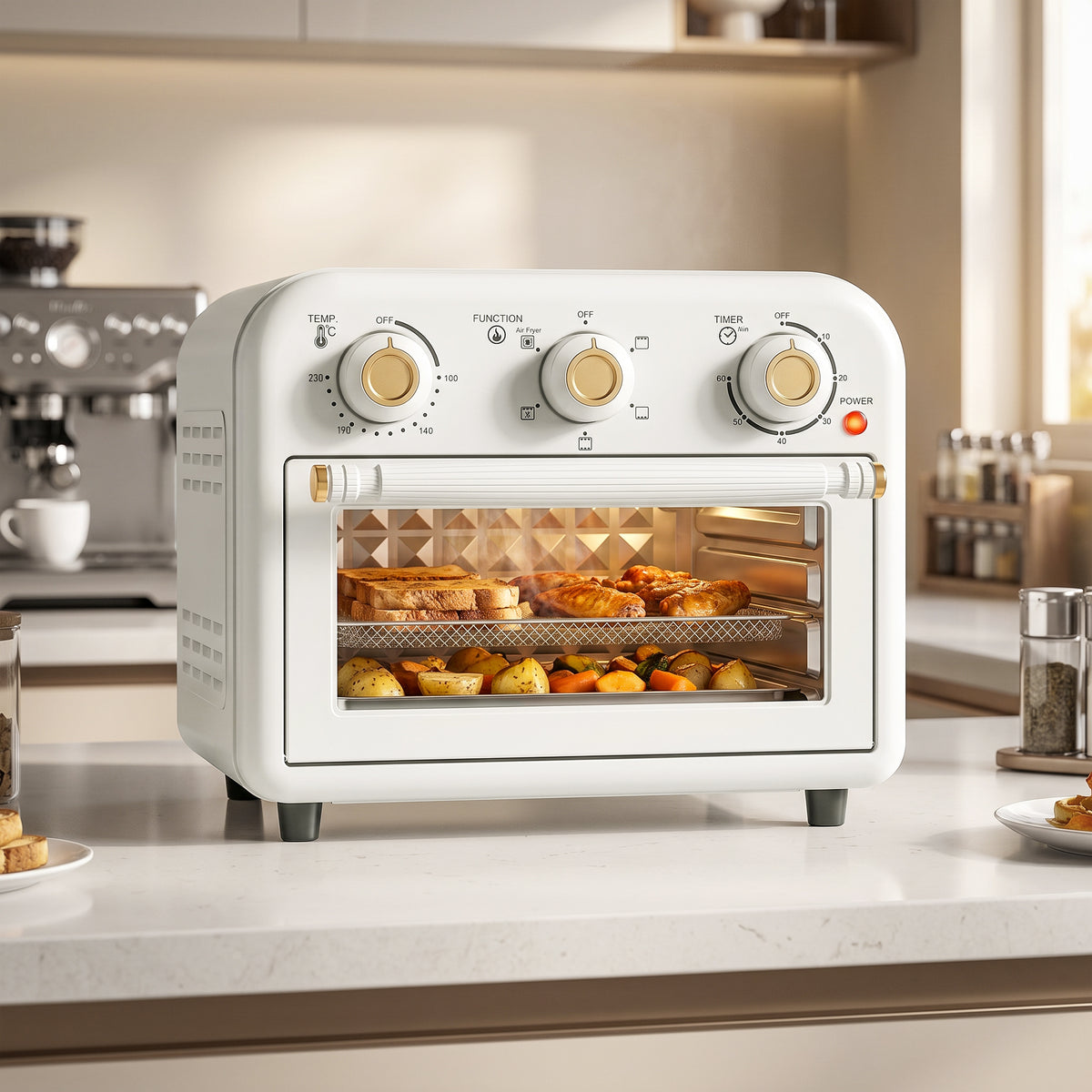 Heißluftfritteuse 12 Liter Mini Backofen mit Umluft 5 Programme
