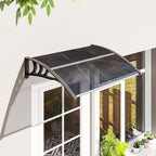 Front Door Canopy Outdoor Awning Aluminium Rigid Plastic Polycarbonate Rain Shelter UV Water Rain Resistant 100 x 75cm Black