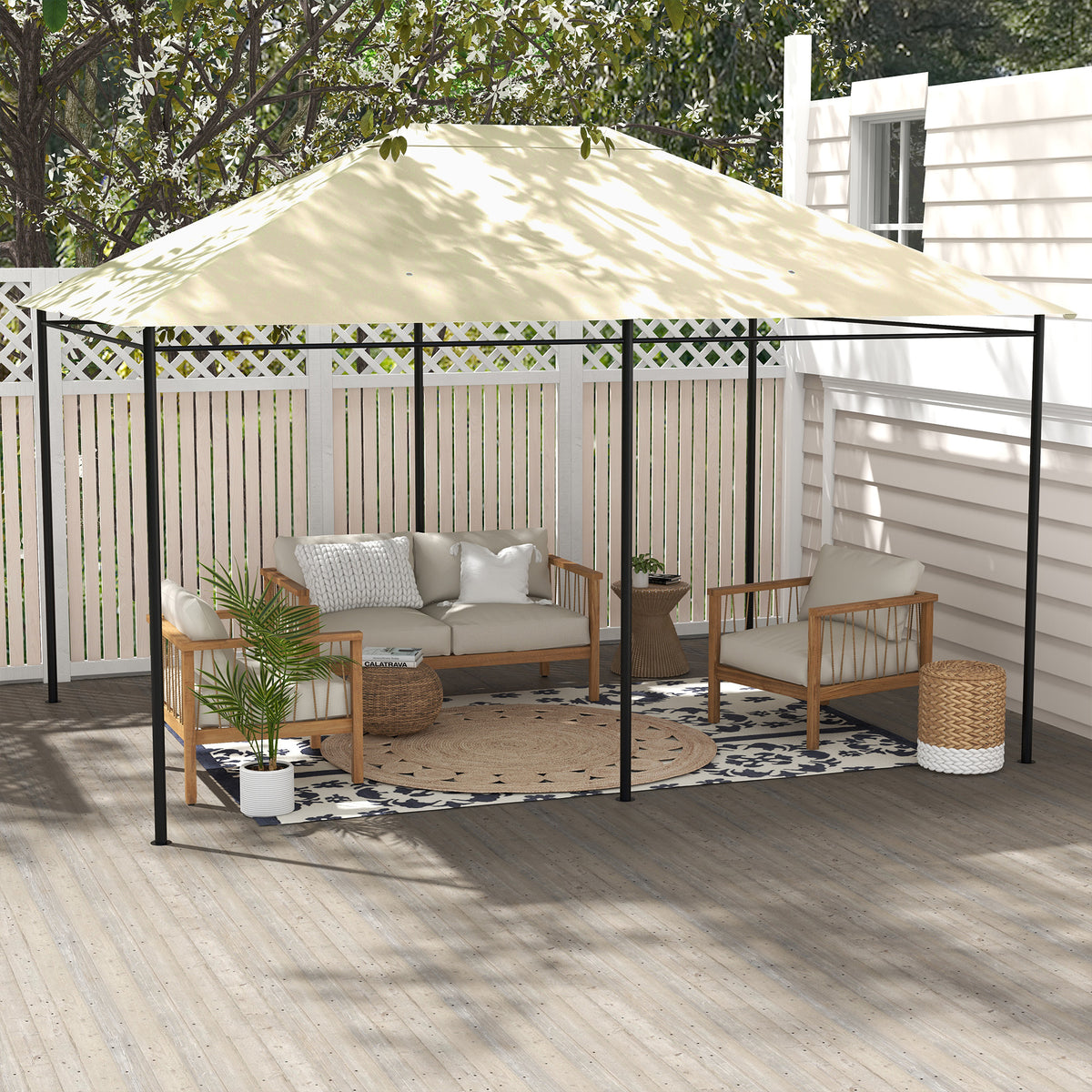 3 x 4m Gazebo Canopy Replacement Cover, Gazebo Roof Replacement (TOP COVER ONLY), Cream White