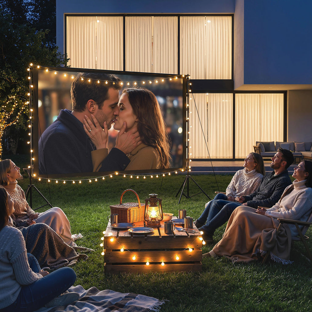 100 Zoll 16:9 HD 4K/8K Projektor-Leinwand mit Ständer, tragbare doppelseitige Leinwand mit klappbaren Stativen, Weiß