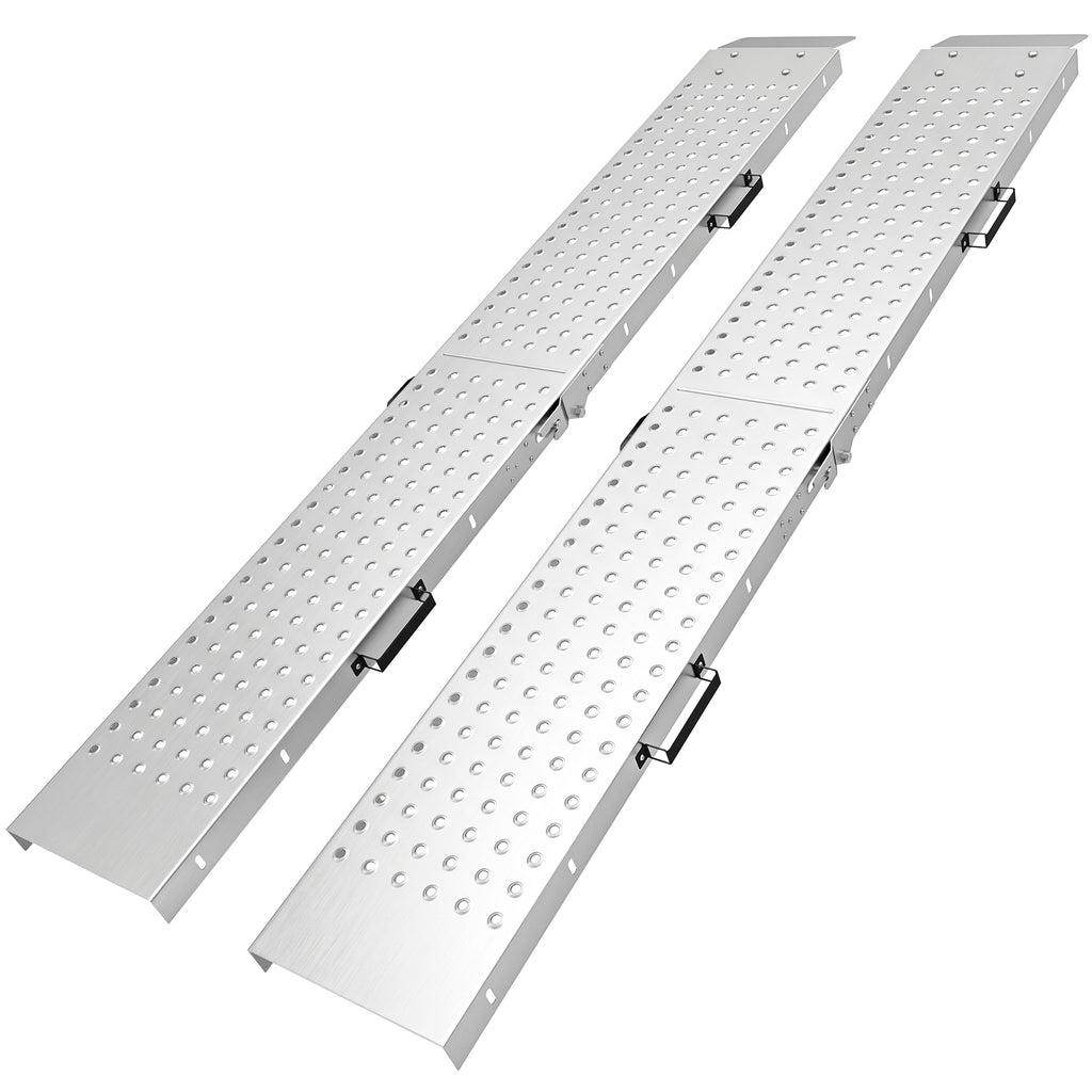 2er-Set Klappbare Auffahrrampe Metall Schwellenrampe mit Griffen bis 400 kg, für Reifen bis 22,5 cm