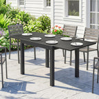 Gartentisch Ausziehbarer 80/160 x 80 cm Aluminium Esstisch für 4-6 Personen, Rechteckig mit Lamellenplatte