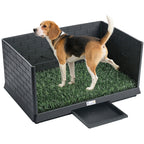 Dog Toilet Tray, Indoor Outdoor Dog Potty with High Walls, Grass Turf, Slide-Out Tray, Urine Collection Base