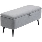 Sitzbank, Sitztruhe, Polsterbank, Leinenoptik, bis 150kg, 101x38,5x44,5 cm, Grau